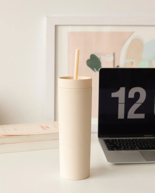 Gobelet "Tumbler" minimaliste avec paille - crème de Moi d'abord