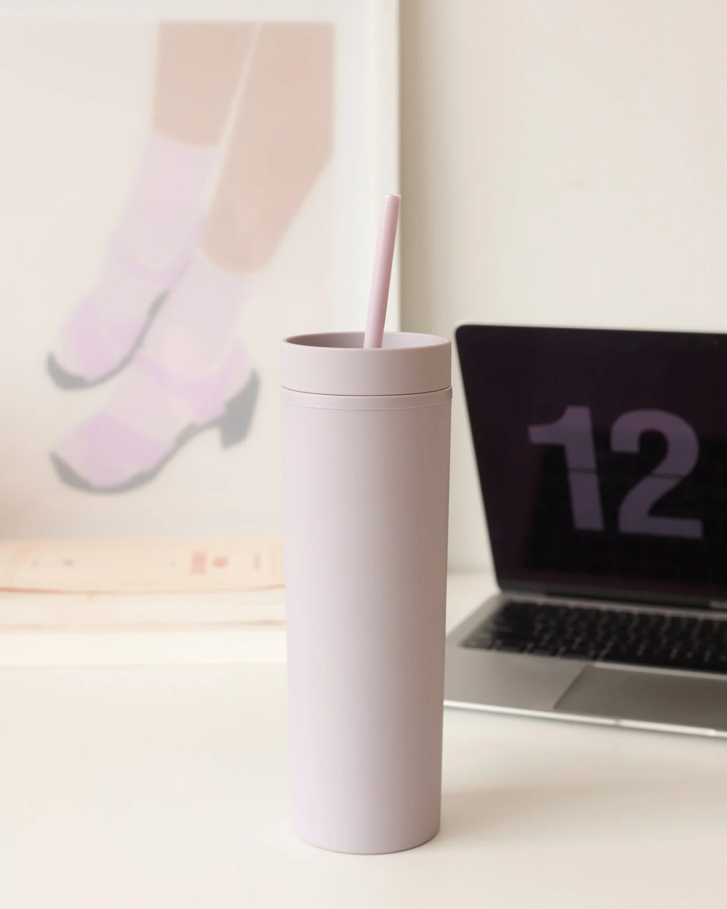 Gobelet "Tumbler" minimaliste avec paille - Lilas de Moi d'abord