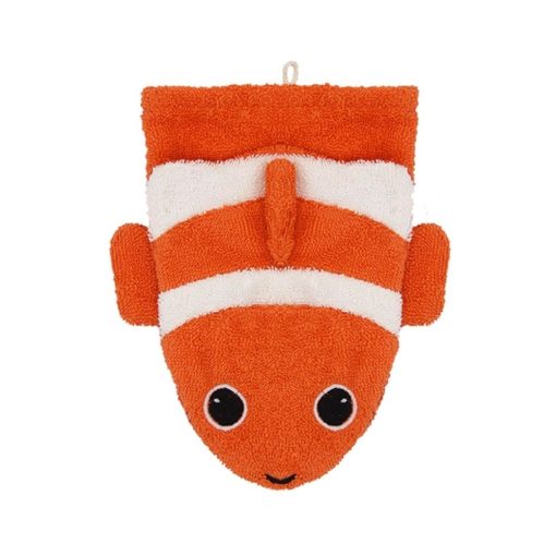Gant de toilette en coton BIO grand format – Poisson clown