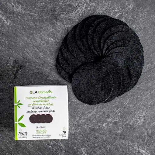 Recharge de tampons démaquillants noirs d'Ola Bamboo