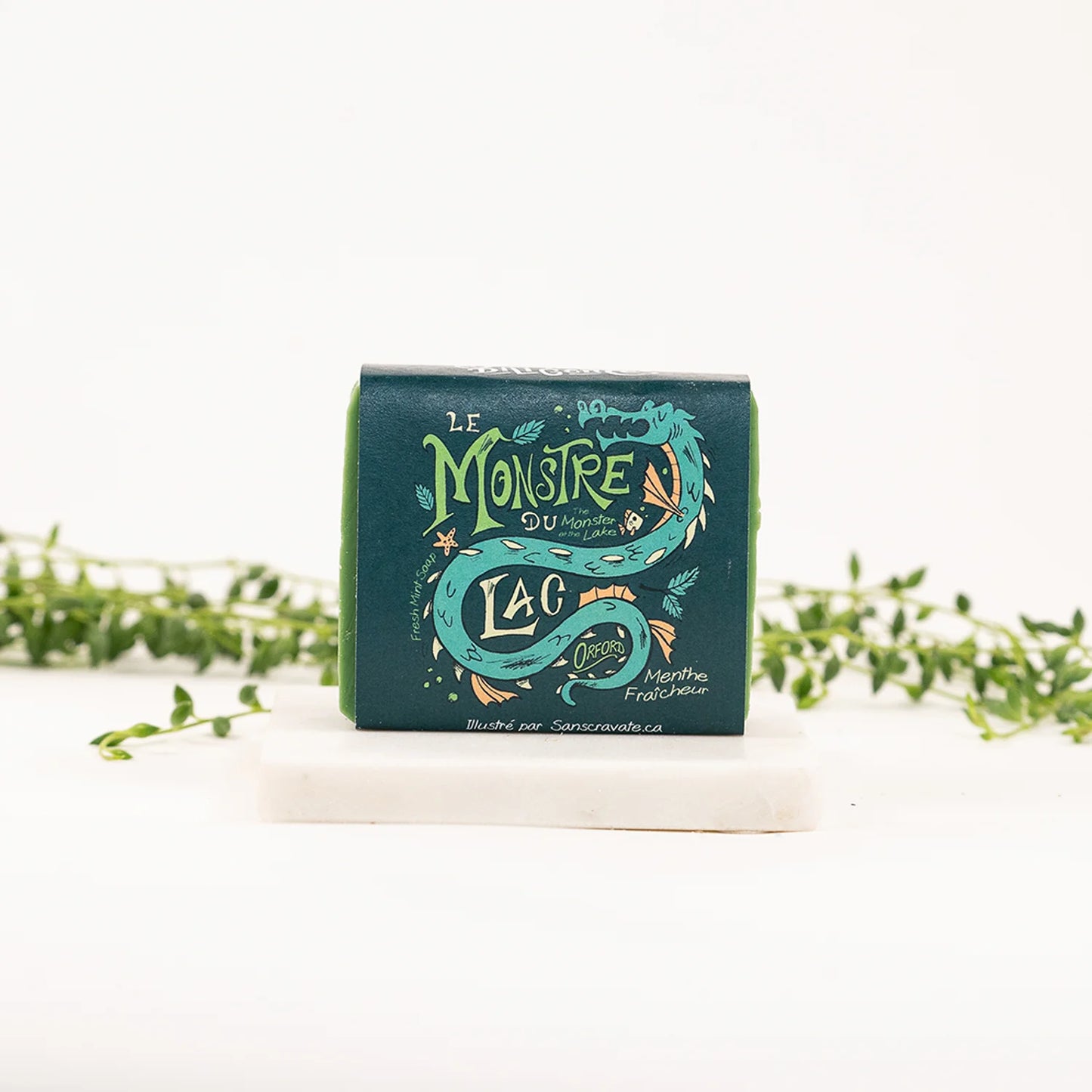 Savon Le Monstre du lac Orford - menthe fraîcheur 100 g de la Savonnerie des Diligences
