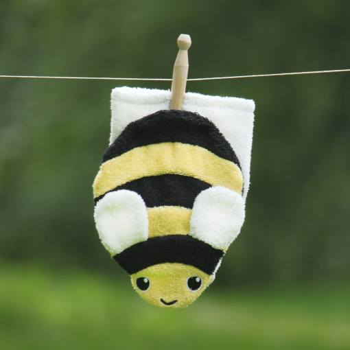 Gant de toilette en coton BIO petit format – Abeille