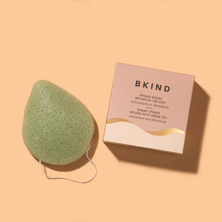 Éponge konjac antioxidante et détoxifiante pour le visage au thé vert de BKIND